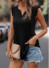 Black Frill Split Neck Tank Top | thumb picture 