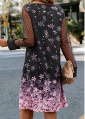 Black Mesh Floral Print A Line Dress | thumb picture 