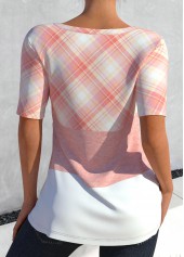Plus Size Plaid Short Sleeve T Shirt