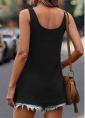 Black Button Scoop Neck Tank Top | thumb picture 