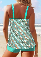 Tribal Print Cyan Double Straps Tankini Top-No Bottom | picture 2