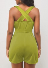 Mustard Yellow Tie Sleeveless V Neck Romper | thumb picture 