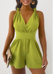 Mustard Yellow Tie Sleeveless V Neck Romper