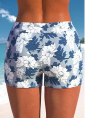 Mid Waisted Floral Print Dusty Blue Swim Shorts | thumb picture 