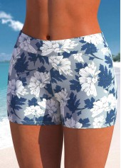 Mid Waisted Floral Print Dusty Blue Swim Shorts | thumb picture 