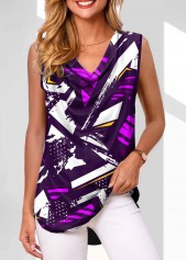 Multi Color Geometric Print Tank Top