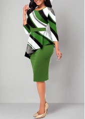 Green Fake 2in1 Geometric Print Dress | thumb picture 