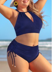 Plus Size Tie Navy Bikini Top-No Bottom | picture 3
