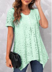 Mint Green Tuck Stitch Short Sleeve T Shirt | thumb picture 