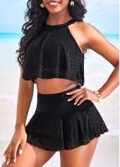 Lace High Waisted Black Bikini Sets | thumb picture 