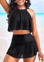 Lace High Waisted Black Bikini Sets