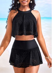 Lace High Waisted Black Bikini Sets | thumb picture 