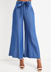Denim Blue Bowknot Zipper Fly High Waisted Jeans