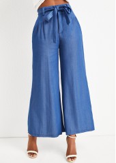 Denim Blue Bowknot Zipper Fly High Waisted Jeans 3