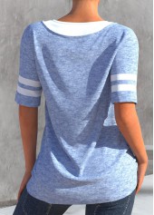 Light Blue Button Short Sleeve T Shirt