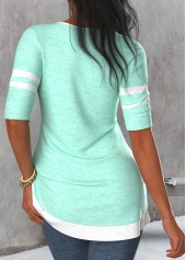 Mint Green Patchwork Round Neck T Shirt | thumb picture 