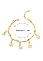 Gold Butterfly Rhinestone Layered Design Anklet | thumb picture 