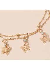 Gold Butterfly Rhinestone Layered Design Anklet | thumb picture 