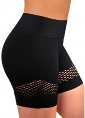 Hollow Out High Waisted Black Swim Shorts