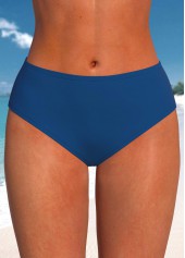 Mid Waisted Stretch Blue Bikini Bottom