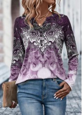 Light Purple Button Tribal Print T Shirt | thumb picture 