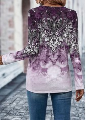Light Purple Button Tribal Print T Shirt | thumb picture 