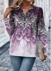 Light Purple Button Tribal Print T Shirt | thumb picture 