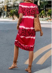 Hot Pink Leopard Short Sleeve Dress | thumb picture 