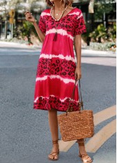 Hot Pink Leopard Short Sleeve Dress | thumb picture 