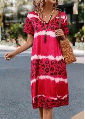 Hot Pink Leopard Short Sleeve Dress | thumb picture 