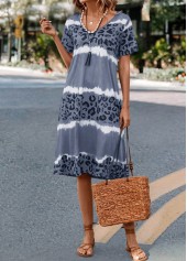 Grey Leopard H Shape Short Sleeve Dress | thumb picture 