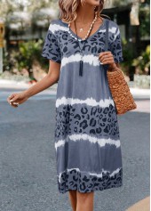 Grey Leopard H Shape Short Sleeve Dress | thumb picture 