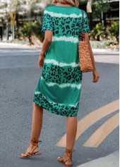 Green Leopard H Shape Short Sleeve Dress | thumb picture 