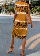 Yellow Leopard H Shape Short Sleeve Dress | thumb picture 