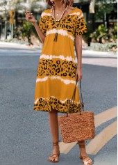 Yellow Leopard H Shape Short Sleeve Dress | thumb picture 