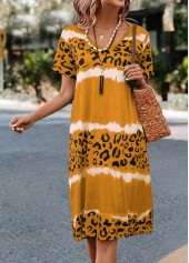 Yellow Leopard H Shape Short Sleeve Dress | thumb picture 