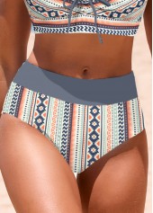 Criss Cross Tribal Print Grey Bikini Top-No Bottom | picture 1
