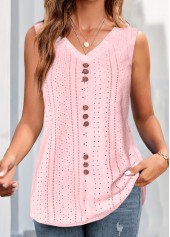 Pink Button V Neck Tank Top | thumb picture 