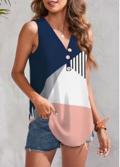 Multi Color Button V Neck Tank Top | thumb picture 
