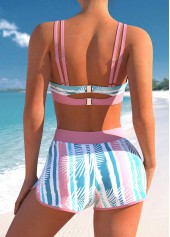 Bowknot Multi Stripe Print Pink Bikini Top-No Bottom | picture 2
