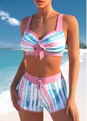 Bowknot Multi Stripe Print Pink Bikini Top-No Bottom | picture 3