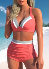Criss Cross Coral Tie Back Bikini Set | thumb picture 