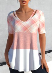 Plus Size Plaid Short Sleeve T Shirt