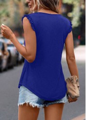 Royal Blue Frill Split Neck Tank Top | thumb picture 