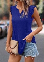 Royal Blue Frill Split Neck Tank Top | thumb picture 
