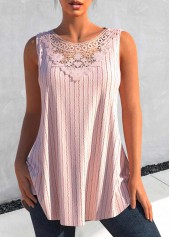 Light Pink Twisted Round Neck Tank Top