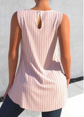 Light Pink Twisted Round Neck Tank Top