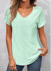 Mint Green Lace Short Sleeve T Shirt