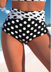 High Waisted Polka Dot Black Bikini Bottom