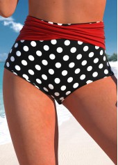 High Waisted Polka Dot Red Bikini Bottom